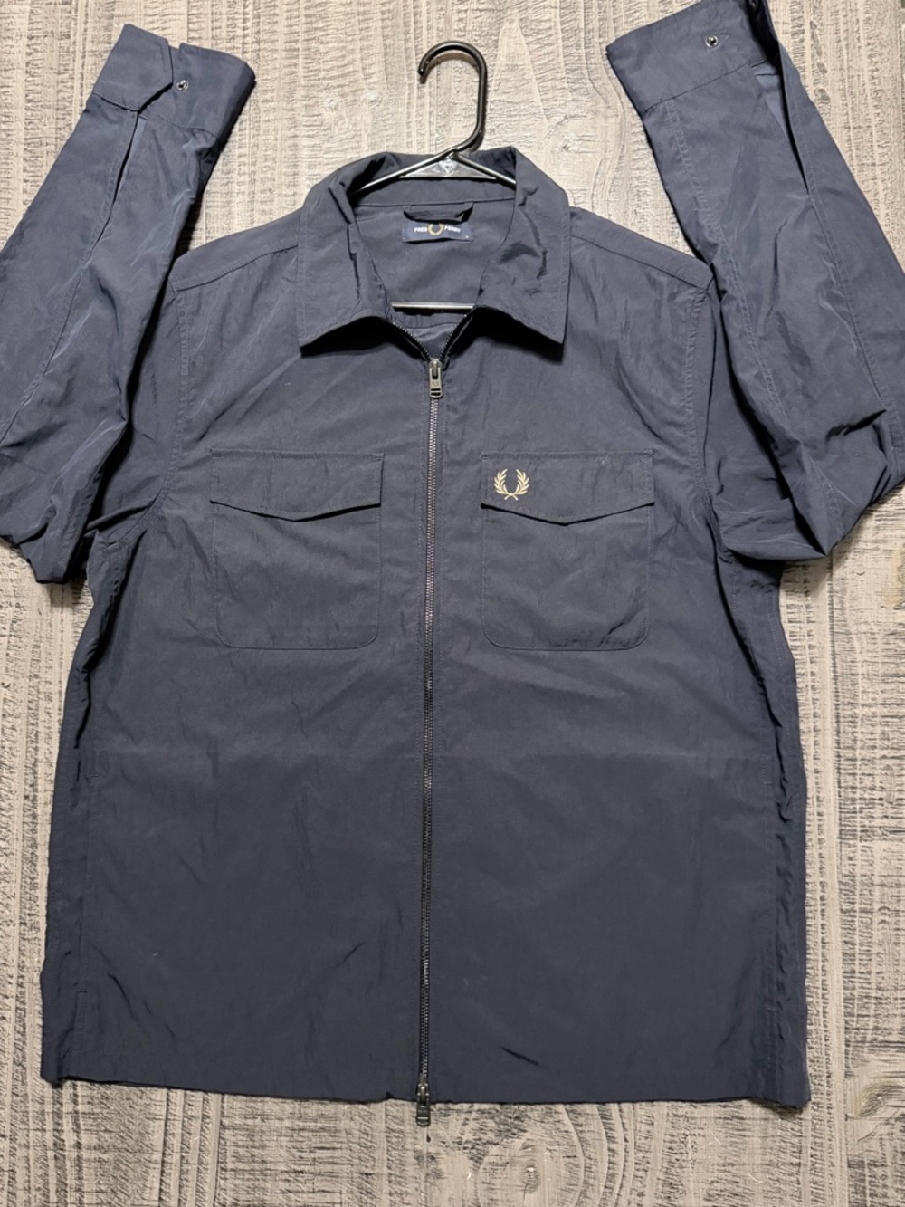 Fred Perry Navy Zip-Up Shirt Jacket with Laurel Wreath Logo